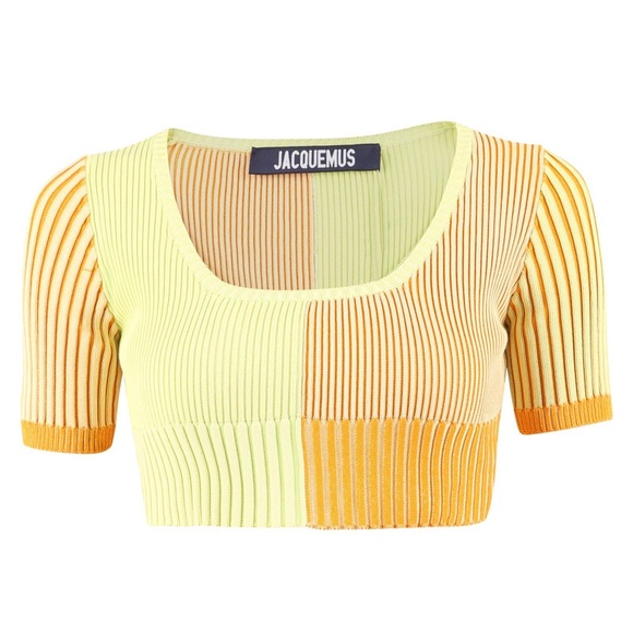 Jacquemus Tops - Jacquemus Color Block Crop Top Yellow Orange